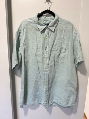 Light Blue Short-Sleeve Linen Shirt - Men's